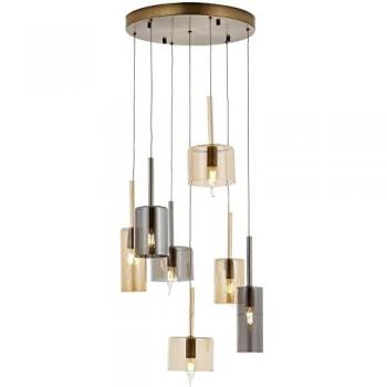 Lámpara colgante de techo vintage WELLHOME para 7 bombillas E14, estructura de metal, dimensiones 120x45x45 cm