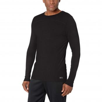 Helly Hansen HH Merino Mid LS Camiseta de Manga Larga, Hombre, Negro, Large