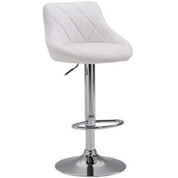Taburete de Bar Lazio Ajustable en Altura con Similpiel y Base Cromada Blanca