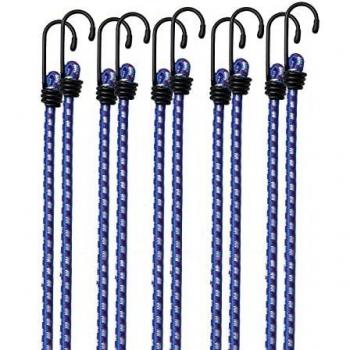 Juego de 10 Gomas Tensoras Azul Expansores 30,5cm x 8mm con Ganchos Metálicos