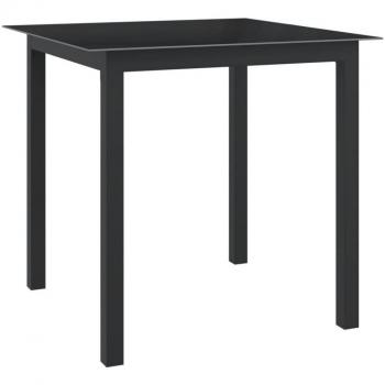 vidaXL Garden Table Black 80x80x74 cm Aluminium and Glass