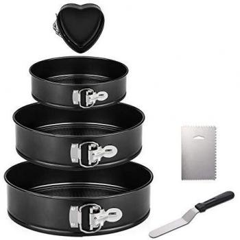 Aitsite 6 pcs Moldes para Pasteles,Molde Bizcocho Molde de Horno Desmontable Forma Corazon Redondo Spring Forma Set diámetro 10/18/23/ 26cm