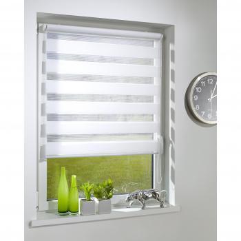 Deco Profi DUO-doble ciego con soporte de fijación con/de sujeción con cierre de persiana de/fijación, de fácil montaje sin necesidad de taladrar, de colour blanco, de diferentes anchos, tela, blanco, 55 x 160 cm