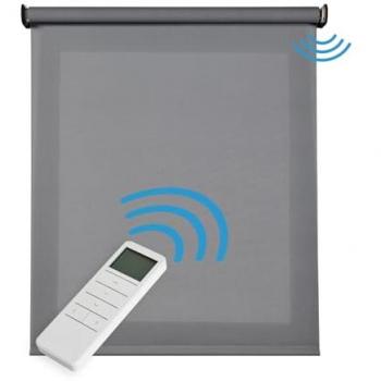 Estor Enrollable Motorizado Screen Premium 140x250 cm con Acabados en Aluminio y Mando Gris Oscuro, Tejido Técnico Aislante Térmico Translúcido