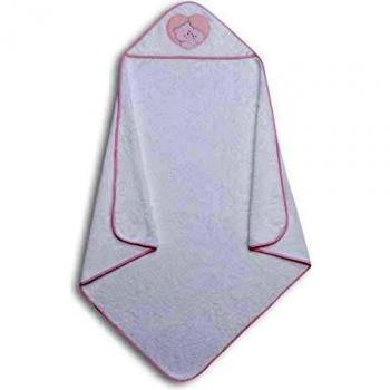 Interbaby 01183-12 - Capa de baño CORAZON OSO blanco y rosa, unisex