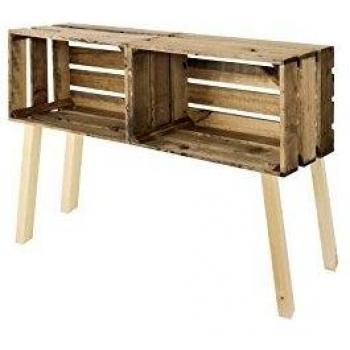 Decowood - Cómoda Dormitorio con Doble Caja de 3 Lamas en Madera de Pino Envejecido - 100 x 25,5 x 72 cm