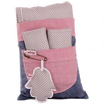 Minene 2080 - Set colchoneta + protector cinturón para silla de paseo y auto, color gris y rosa