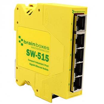 Brainboxes SW-515 Compact Industrial 5 Port Gigabit Ethernet Switch Unmanaged DIN Rail Mountable