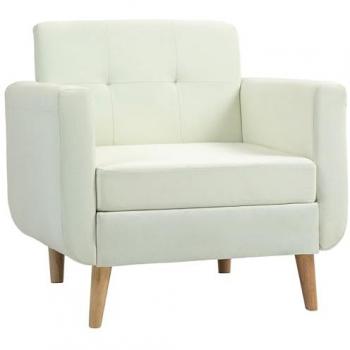 Sillón de Salón Moderno Beige con Reposabrazos y Patas de Madera, Carga 125 kg, 78 x 70 x 75 cm