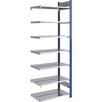 Estantería ensamblable doble para archivadores Hofe, altura 2350 mm, dimensiones 750 x 600 mm, color azul y galvanizado