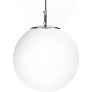 Lámpara colgante Atom Plata satinado 1 bombilla 120cm E27 vidrio opalino