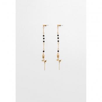 Stradivarius Gold Rose Long Dangle Earrings OS