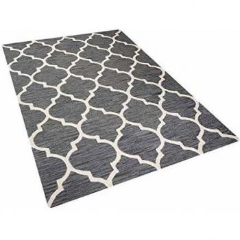 Alfombra Moderna de Lana Gris 160 x 230 cm con Patrón Quatrefoil Tufted a Mano