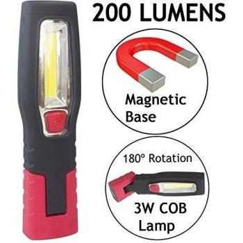 SPARES2GO Linterna magnética flexible, 200 lúmenes, LED COB