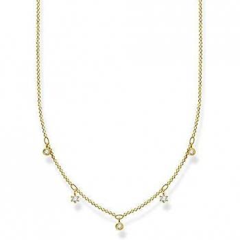 Thomas Sabo Necklace with White Stones - Gold and Sterling Silver, 45cm Length