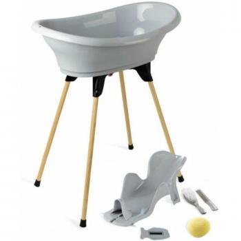 Bañera para bebé ThermoBaby Vasco Gris con termómetro integrado, diseño ergonómico, material antideslizante y fácil de limpiar