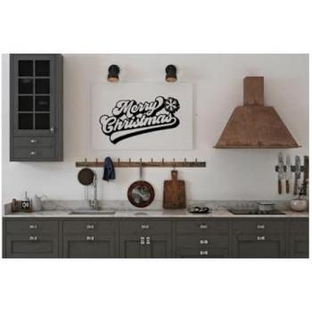 EPIKASA Decoración de Pared de Metal Feliz Navidad 7, Metal, Negro, 50x1,5x30 cm