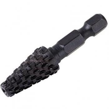 WOLFCRAFT 4381000 (L) escofina de perfil cónico, para chapas, aluminio, metales no férreos, con vástago hexagonal PACK 1, negro