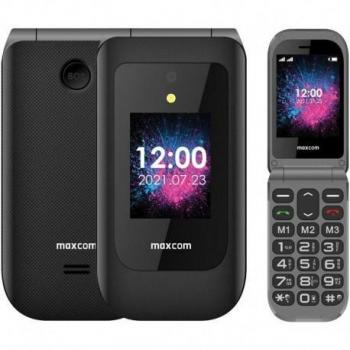 Maxcom MM827 Teléfono Móvil para Mayores 3G con Tapa, Doble Pantalla, Botón SOS, GSM Comfort Senior, 48MB RAM + 64MB Almacenamiento - Negro