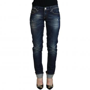 Blue Cotton Slim Fit Women's Casual Denim Jeans - Size W26