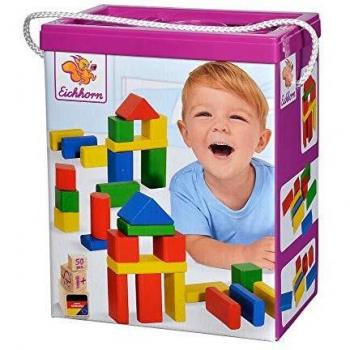 Eichhorn - Cubo 50 bloques de Madera Colores