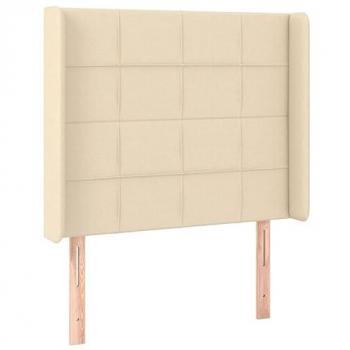 Cabecero de Cama con LED Tapizado en Tela Color Crema 83x16x118/128 cm