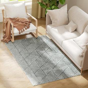 Alfombra Lavable Moderno 170x120 cm Pelo Corto Gris Oscuro para Sala de Estar y Dormitorio