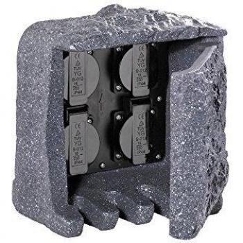 Trio 9962-11 9962-11-Soporte Enchufe, poliresina Gris, IP44, 230 V