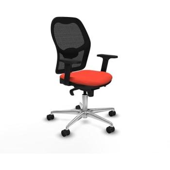 Silla Gaming Jorquera Sincro Malla Negra y Naranja Oscuro, Brazos 2D, Base de Aluminio, Ruedas de 65mm Nylon, Uso Prolongado hasta 8 Horas, So