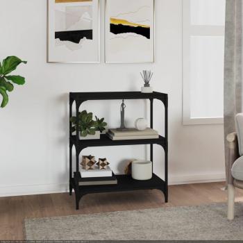 Estantería de contrachapado y acero 60x33x70,5 cm en negro, roble sonoma y roble ahumado - mueble de almacenaje para oficina, estudio y dormitorio