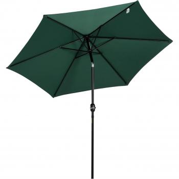 Sombrilla Parasol Reclinable de Aluminio Ø270x235 cm con Manivela, 6 Varillas, Protector UV para Jardín, Patio, Terraza, Playa y Piscina