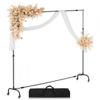 VEVOR Adjustable Portable Backdrop Stand Kit with Wheels, 213 x 300 cm (7 x 10 ft) for Photography and Events