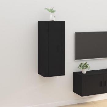 Mueble para TV de pared negro con estantes y compartimentos 40x34,5x100 cm