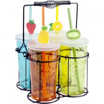 Sigris - Vaso Set 4 unidades con Soporte 18 cm