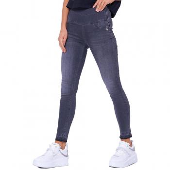 Patrizia Pepe High-Waisted Gray Skinny Jeggings with Side Zip & Logo Embroidery, Size W27