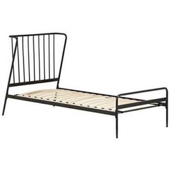Kave Home - Cama Individual Narlu Grafito 90 x 190 cm con Estructura de Metal