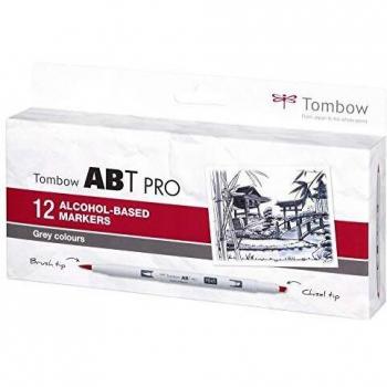 Set de 12 Rotuladores Duales ABT PRO Tombow, Colores Grises, Base Alcohol