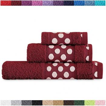 Juego de Toallas de Baño Lunares 3 Piezas - Granate