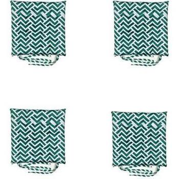 Homevibes Cojines para Sillas, Cojin para Silla con Lazos, Juego de 4 Cojines para Interior o Exterior de 100% Algodon, Medidas 40 x 40 x 5 cm Varios Diseños para Decorar Tu Hogar