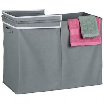Cesto de Ropa Sucia Plegable con Tapa, 100 l, Tela, Baño y Dormitorio, 50 x 68 x 34 cm, Gris