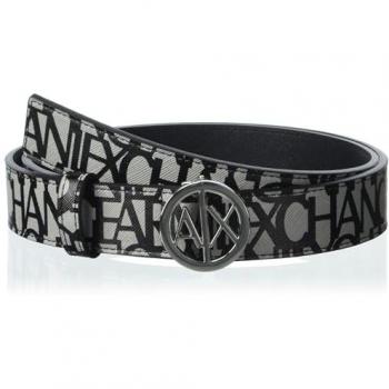 Armani Exchange Women's 85 cm Gray and Black Printed Buckle Belt