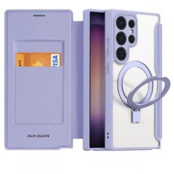 Funda Tarjetero Anillo Soporte para Galaxy S24 Ultra DUXDUCIS Transparente Magnética Magsafe Lavanda