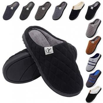 incarpo Zapatillas Casa Hombre Antideslizante de Interior y Exterior Pantuflas Vellón de Coral Cálido y Confortable Zapatillas,Negro,40/41 EU