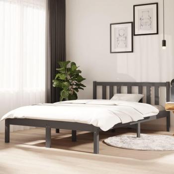 Estructura de cama de madera maciza gris 120x190 cm