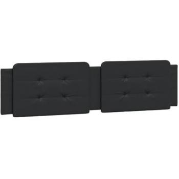 Cabecero de cama acolchado cuero sintético negro 200 cm