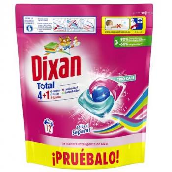 Dixan 3 en 1 Detergente en cápsulas Trio Adiós al Separar, 12 lavados, para ropa de color, limpieza, luminosidad y frescor
