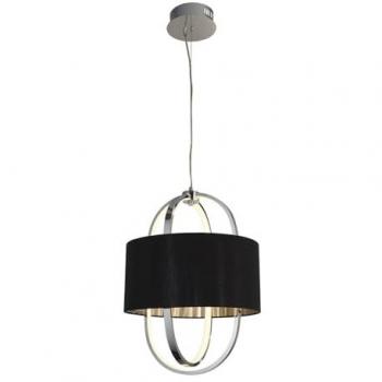 Lámpara colgante Madrid Plástico, tela, acero dulce Cromo, blanco, negro 1 bombilla 54cm Araña Contemporánea Tela Acero Cromado Negro Led 20W 3000K
