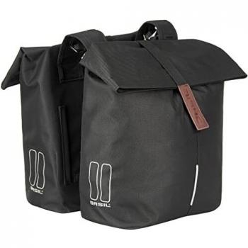 Bolsa Doble para Bicicleta Basil City, 28-32L, Negra, Sistema MIK