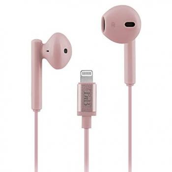 Auriculares con cable Lightning CURV rosa, semiintraaurales, sonido estéreo y micrófono integrado, compatibles con Apple