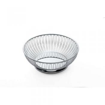 Alessi 826 24 - Cesta Redonda de Acero, Color Plateado